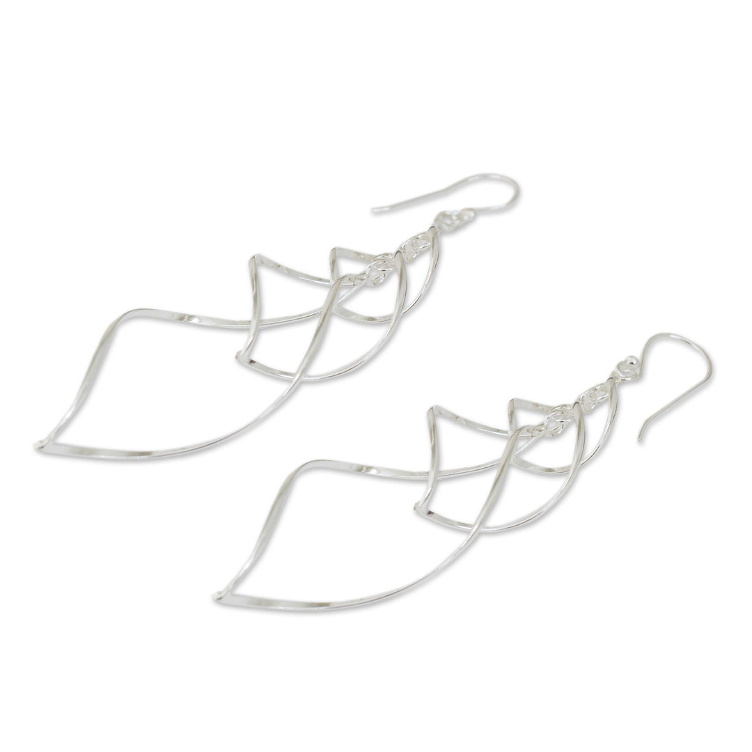 Helix Design Dangle Earrings in 925 Sterling Silver - Forever Linked