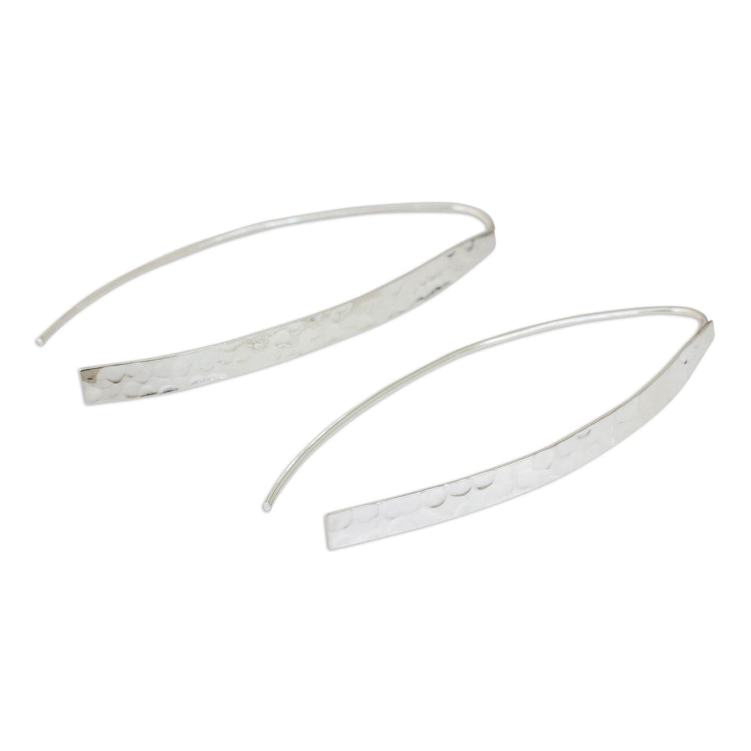 Modern Drop Earrings in Hammered Sterling Silver - Modern Aesthetic