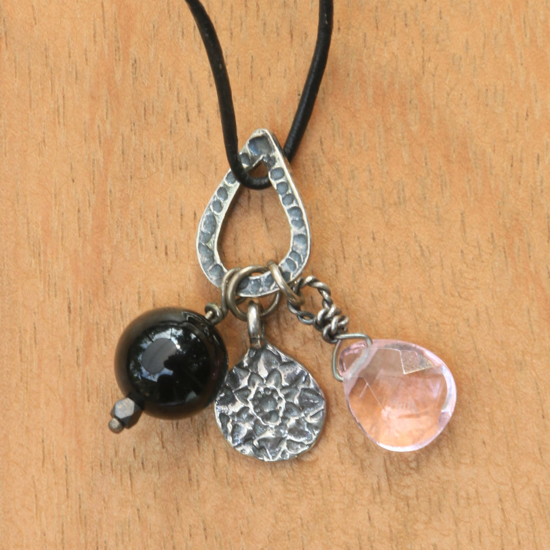 Handmade Sterling Silver Charm and Gemstone Bead Necklace - Lotus Glow