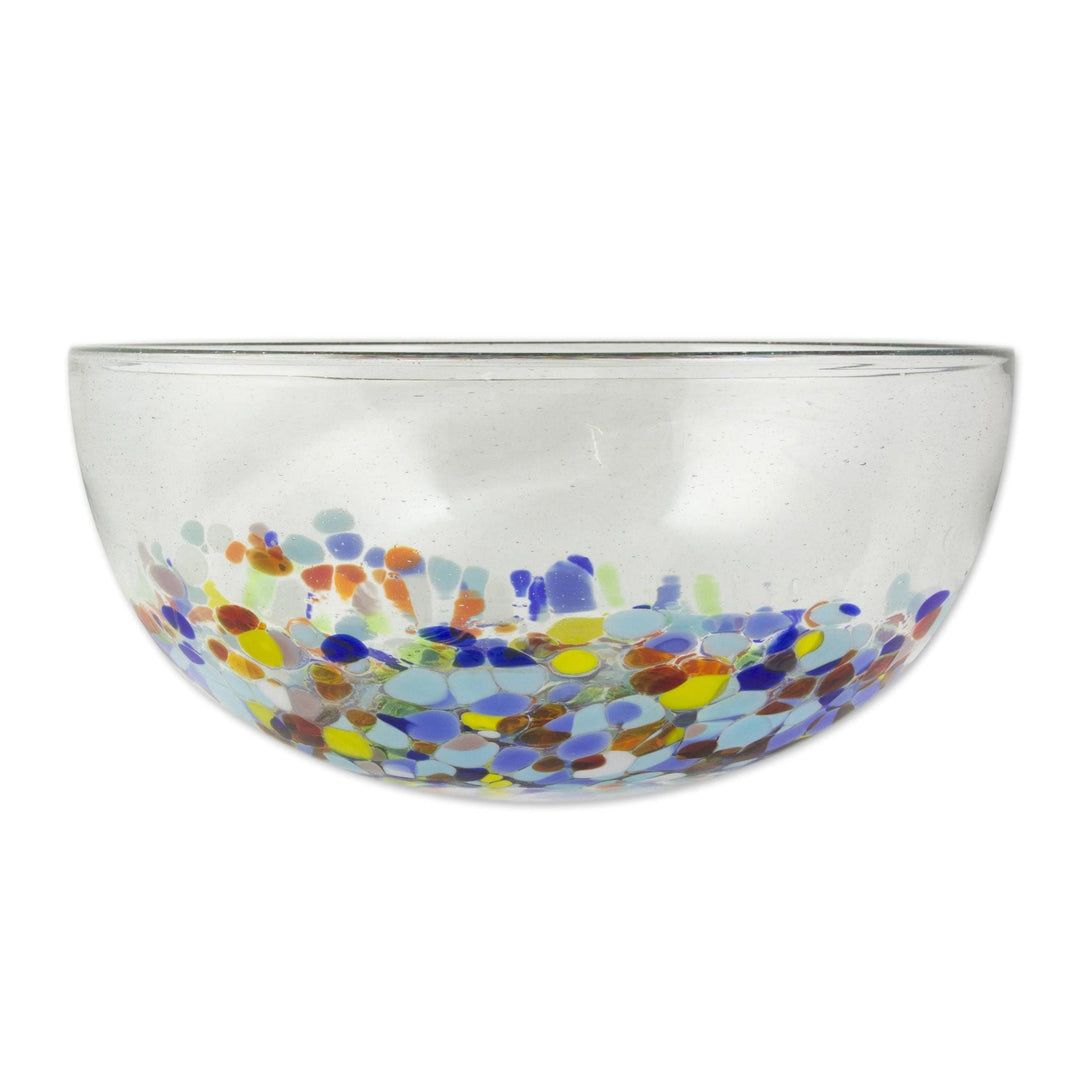 Colorful Hand Blown Glass Bowl for Serving or Salads - Confetti Festival
