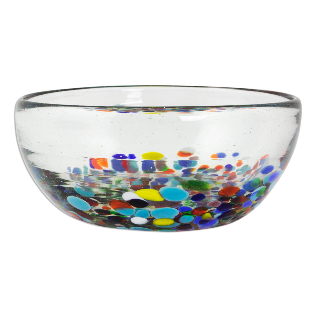 2 Artisan Crafted Colorful Mexican Hand Blown Bowls Set - Confetti Festival