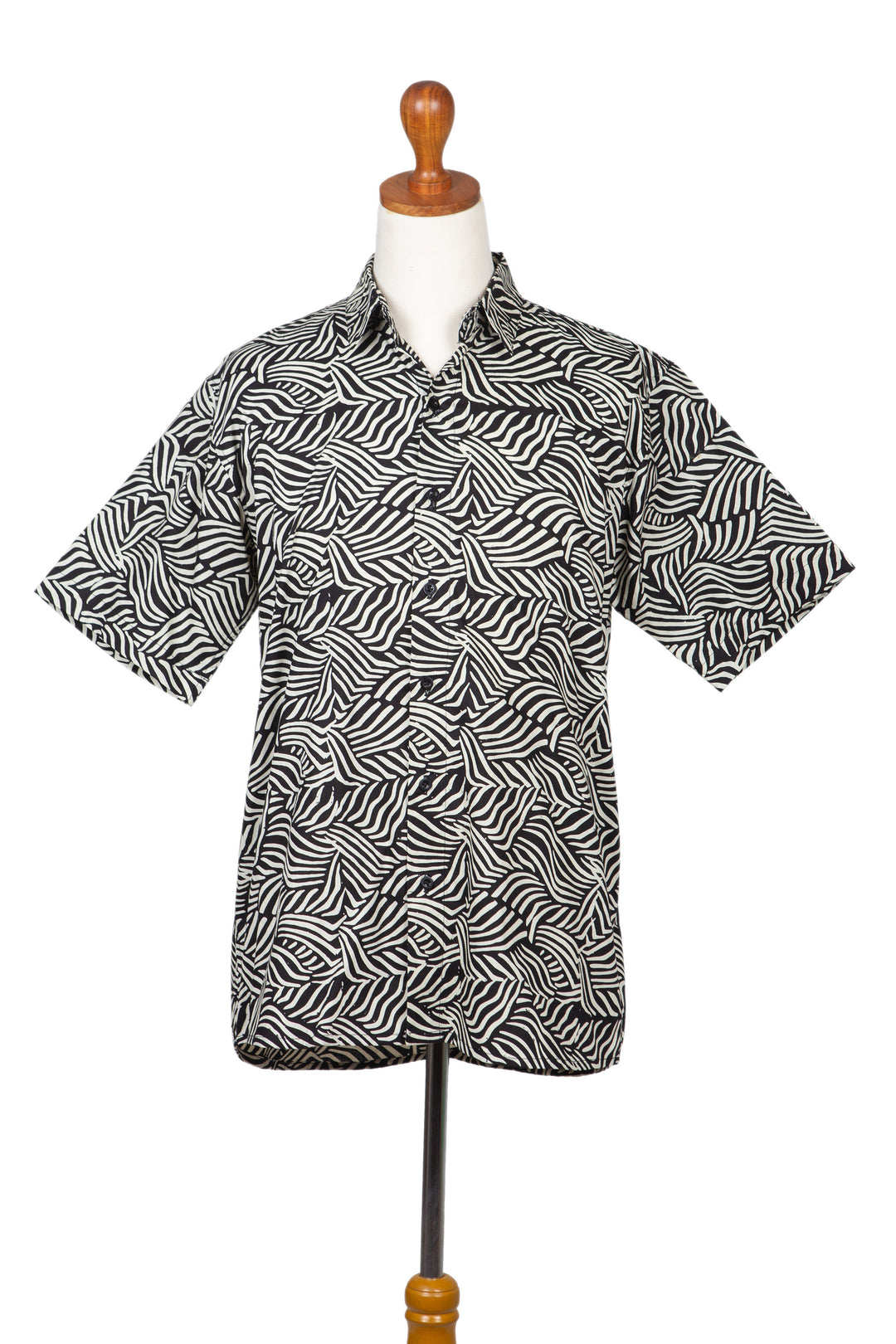 Men's Cotton Batik Button Down Short Sleeve Shirt - Bedeg