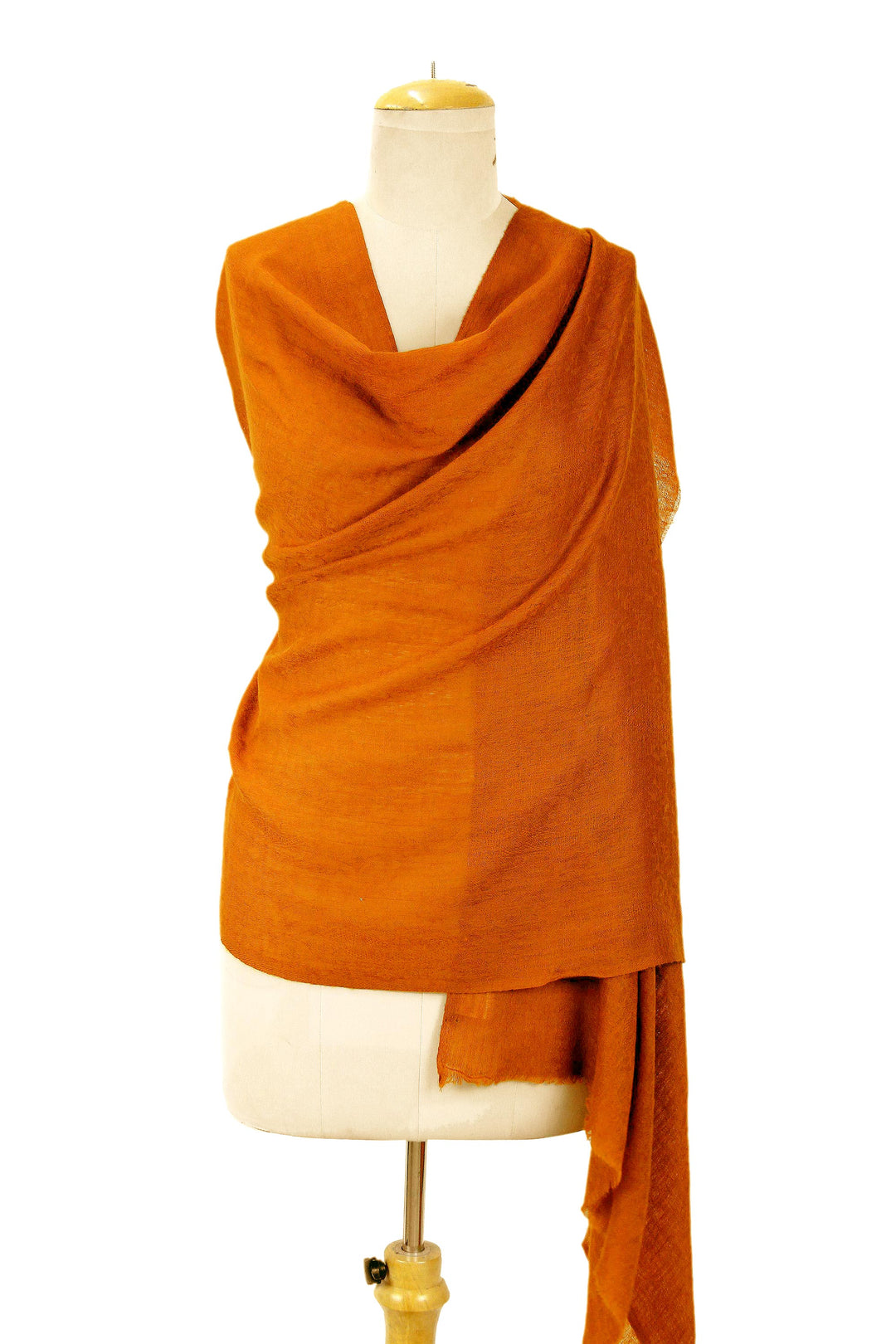 Jacquard Weave Sienna Wool Shawl from Indian Artisan - Earthy Panache