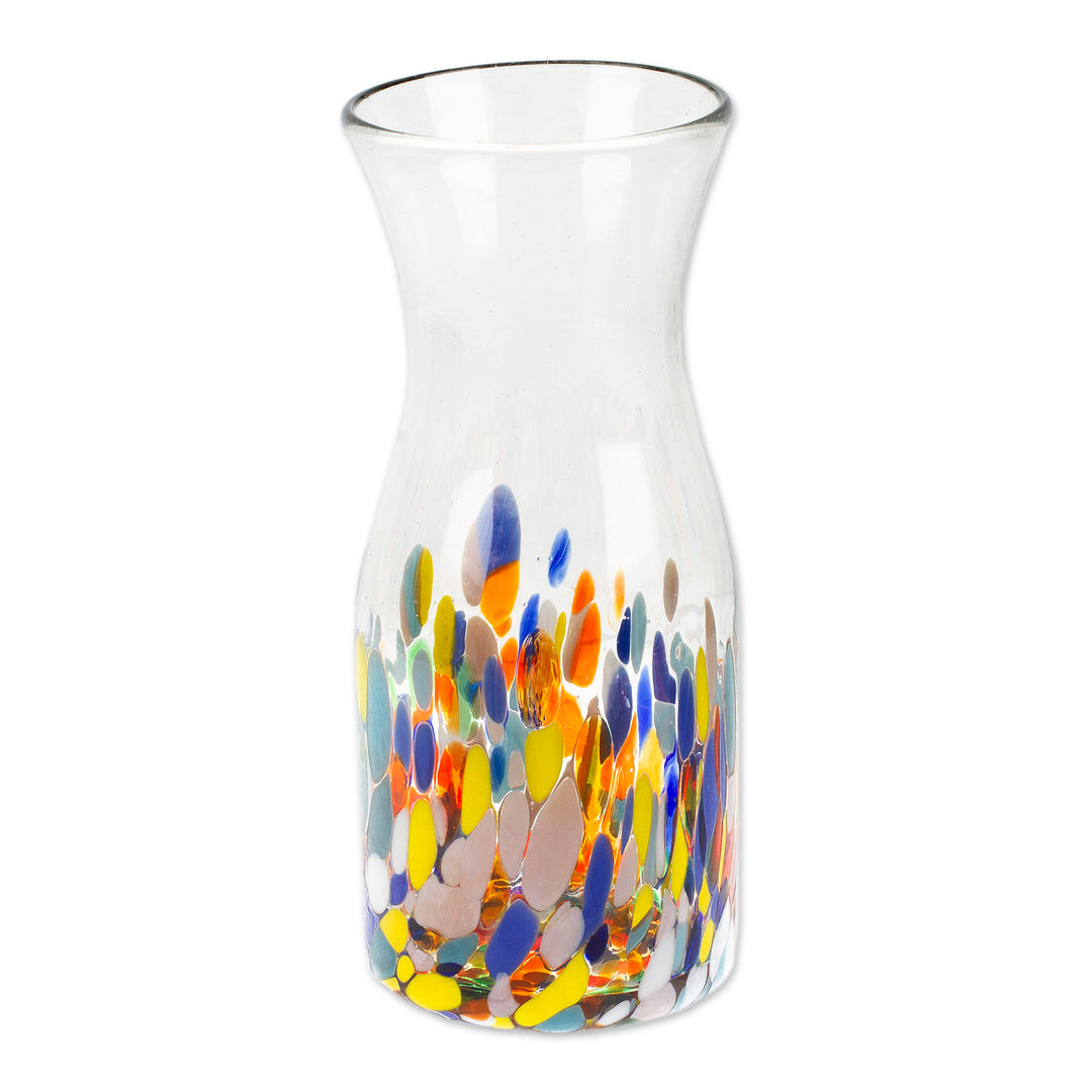Eco-Friendly Handblown Colorful Recycled Glass Carafe - Confetti Festival