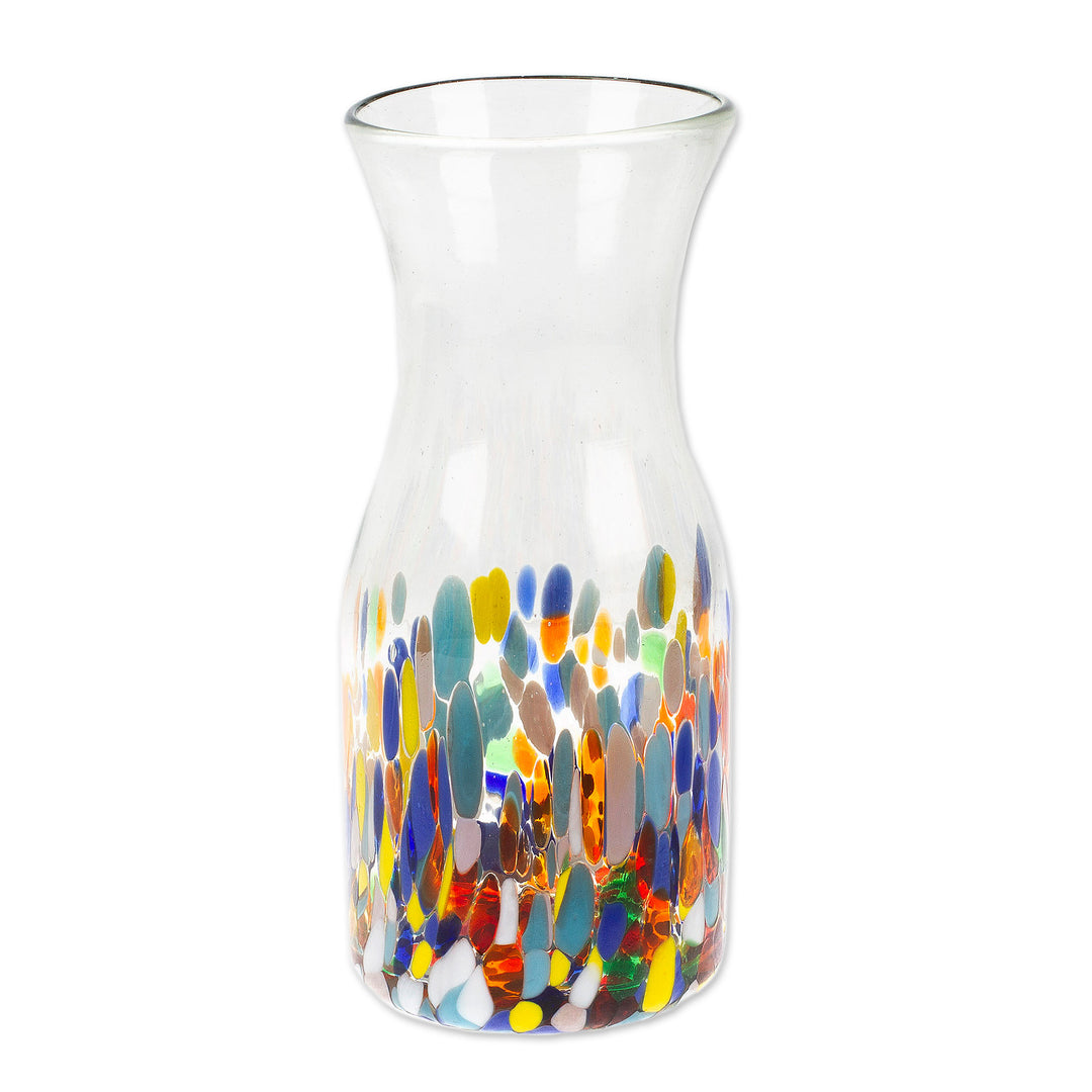 Eco-Friendly Handblown Colorful Recycled Glass Carafe - Confetti Festival