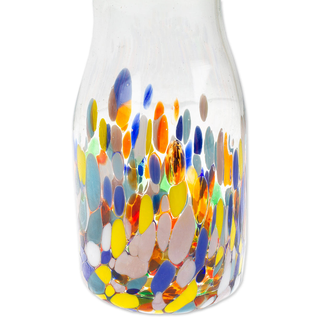 Eco-Friendly Handblown Colorful Recycled Glass Carafe - Confetti Festival