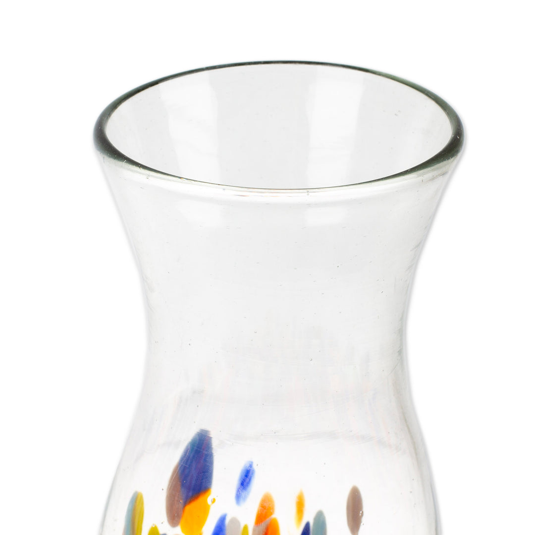 Eco-Friendly Handblown Colorful Recycled Glass Carafe - Confetti Festival