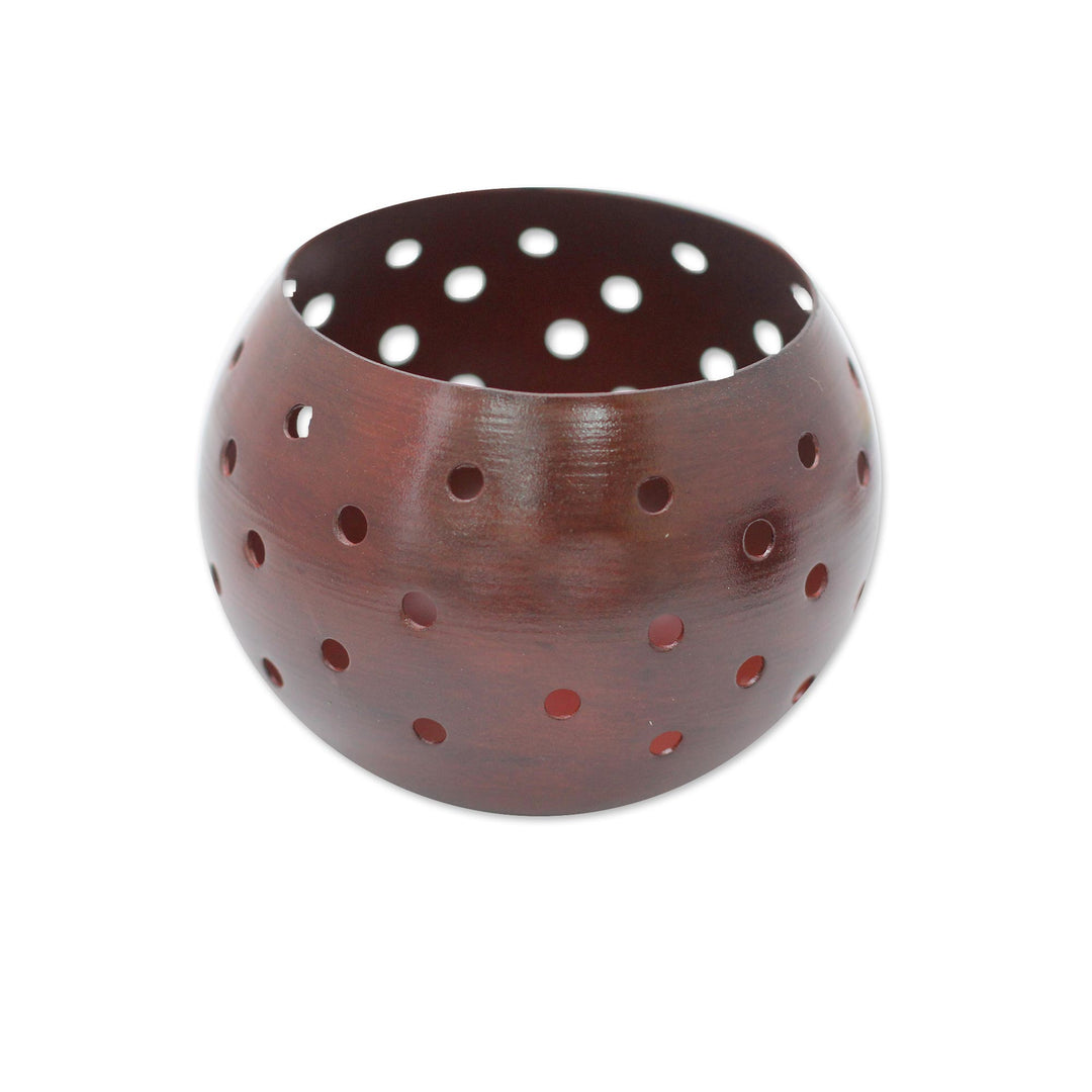 Rust Patina Tealight Candle Holders from India (Pair) - Timeless Glow