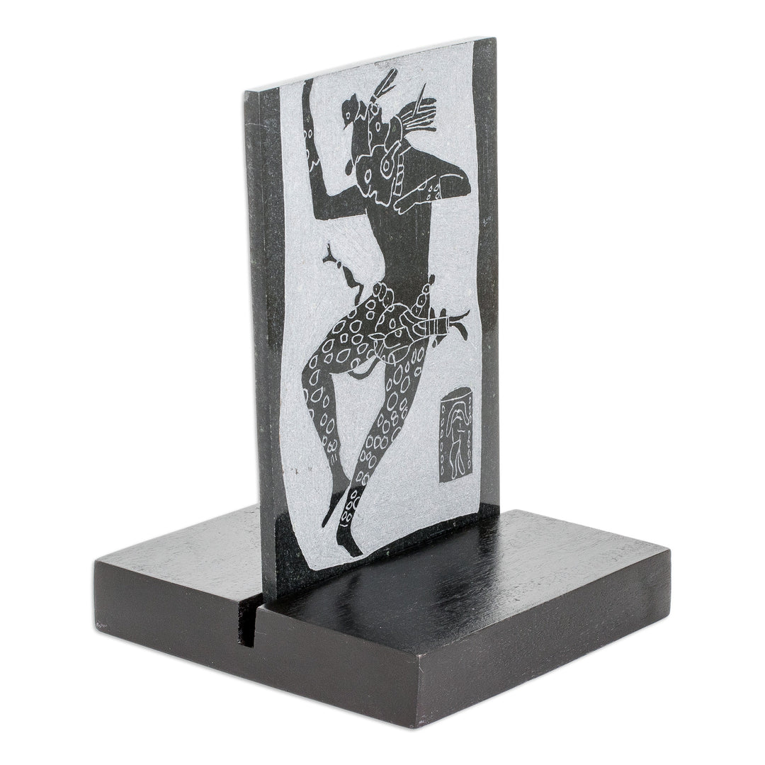 Museum Replica Maya Jaguar Dancer Green Jade Plaque - Maya Jaguar Dancer