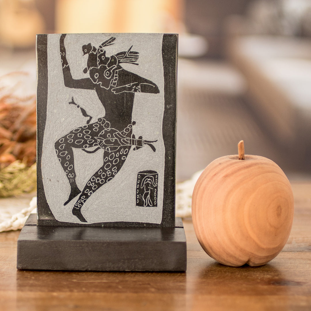 Museum Replica Maya Jaguar Dancer Green Jade Plaque - Maya Jaguar Dancer