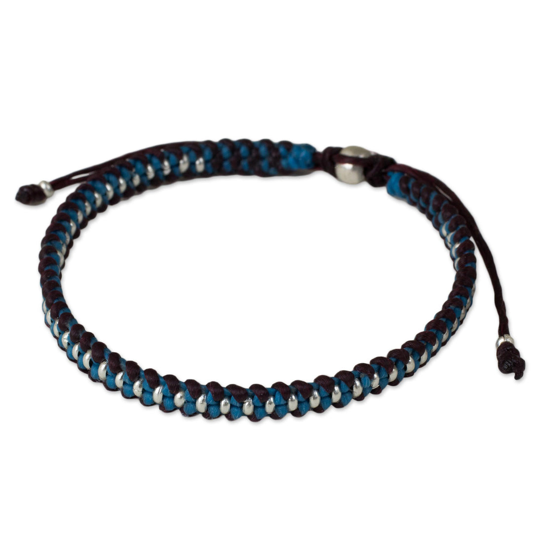Artisan Crafted Braided Bracelet with Silver Accents - Bringing Friendship in Blue
