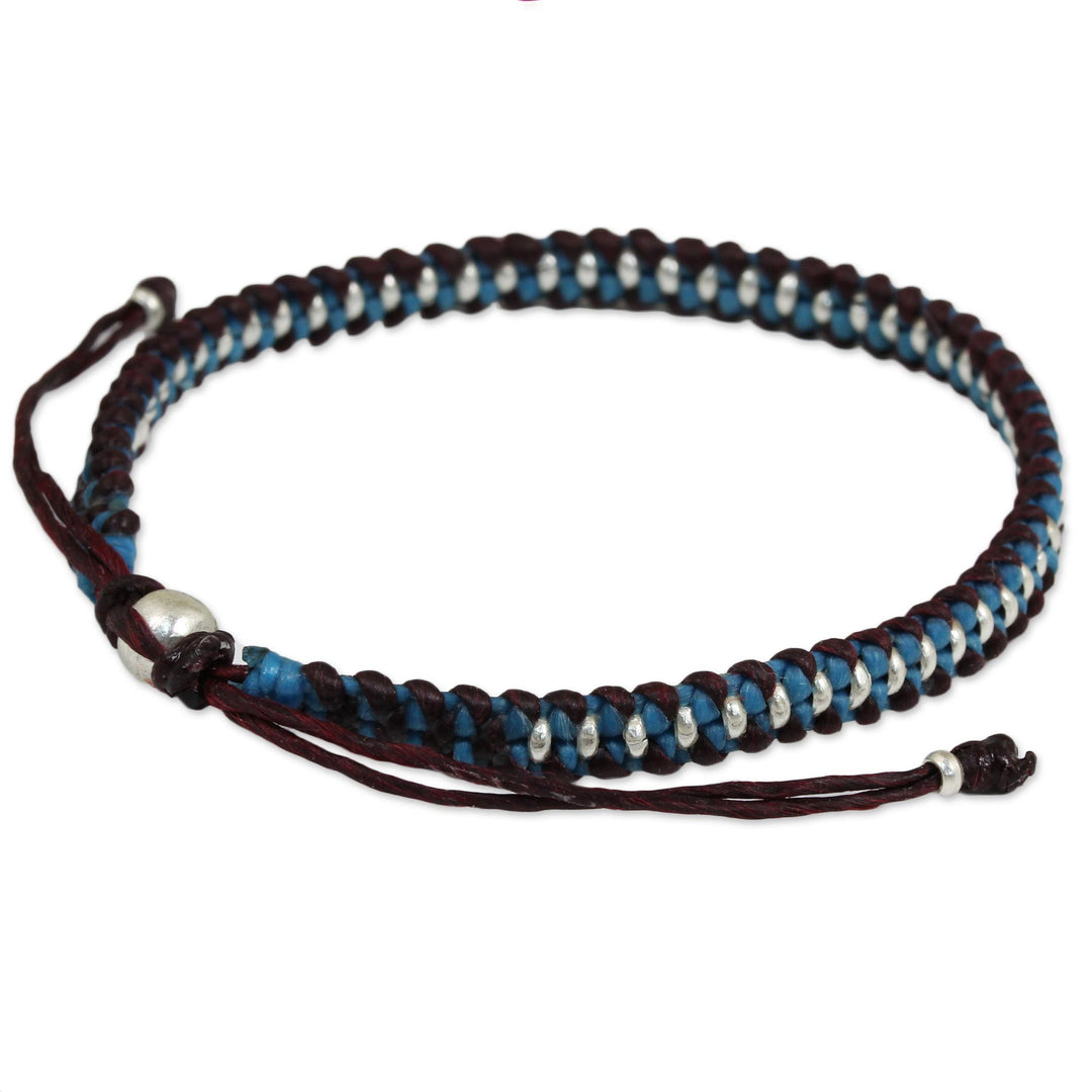 Artisan Crafted Braided Bracelet with Silver Accents - Bringing Friendship in Blue
