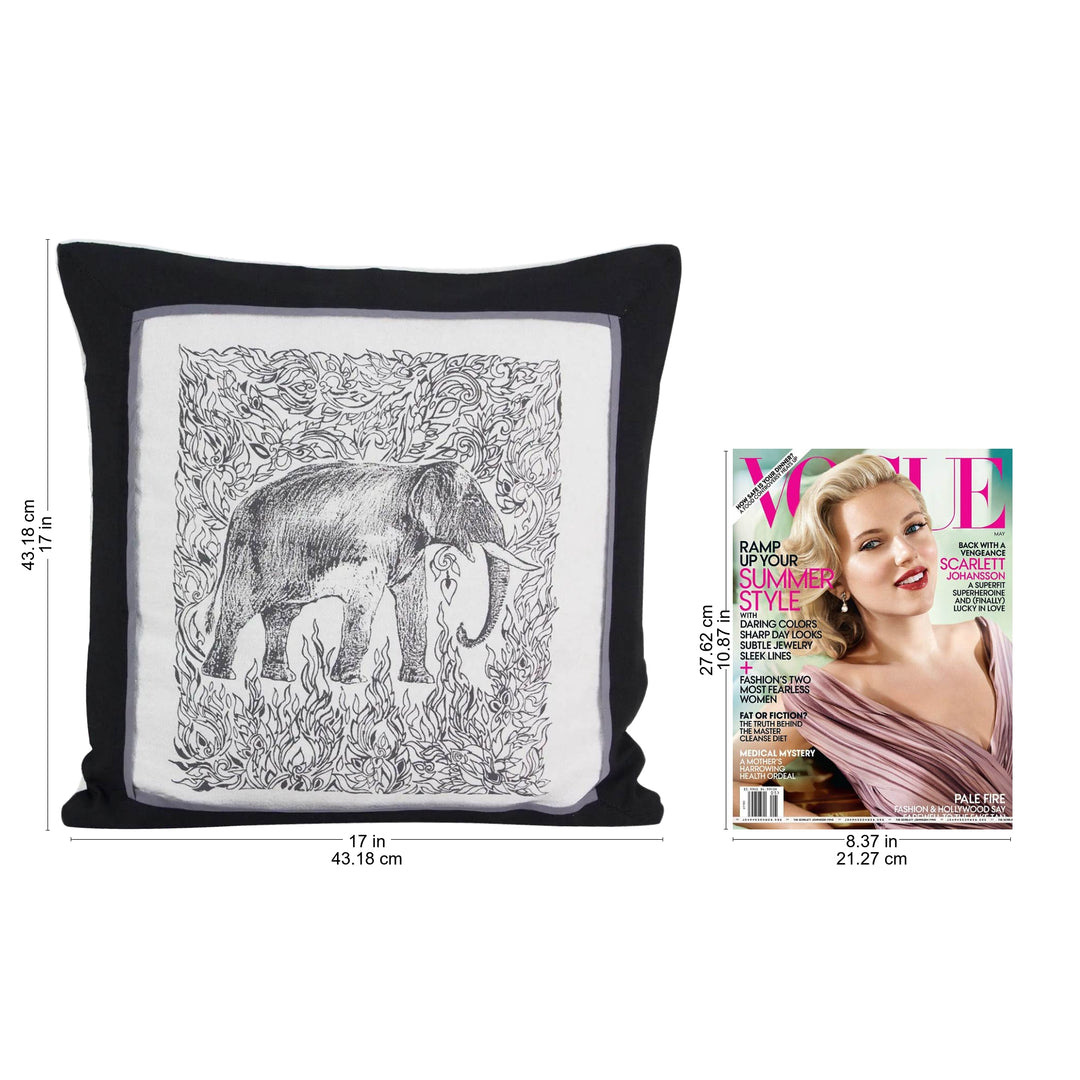 Artisan Crafted Cotton Elephant Cushion Covers (Pair) - Elephant
