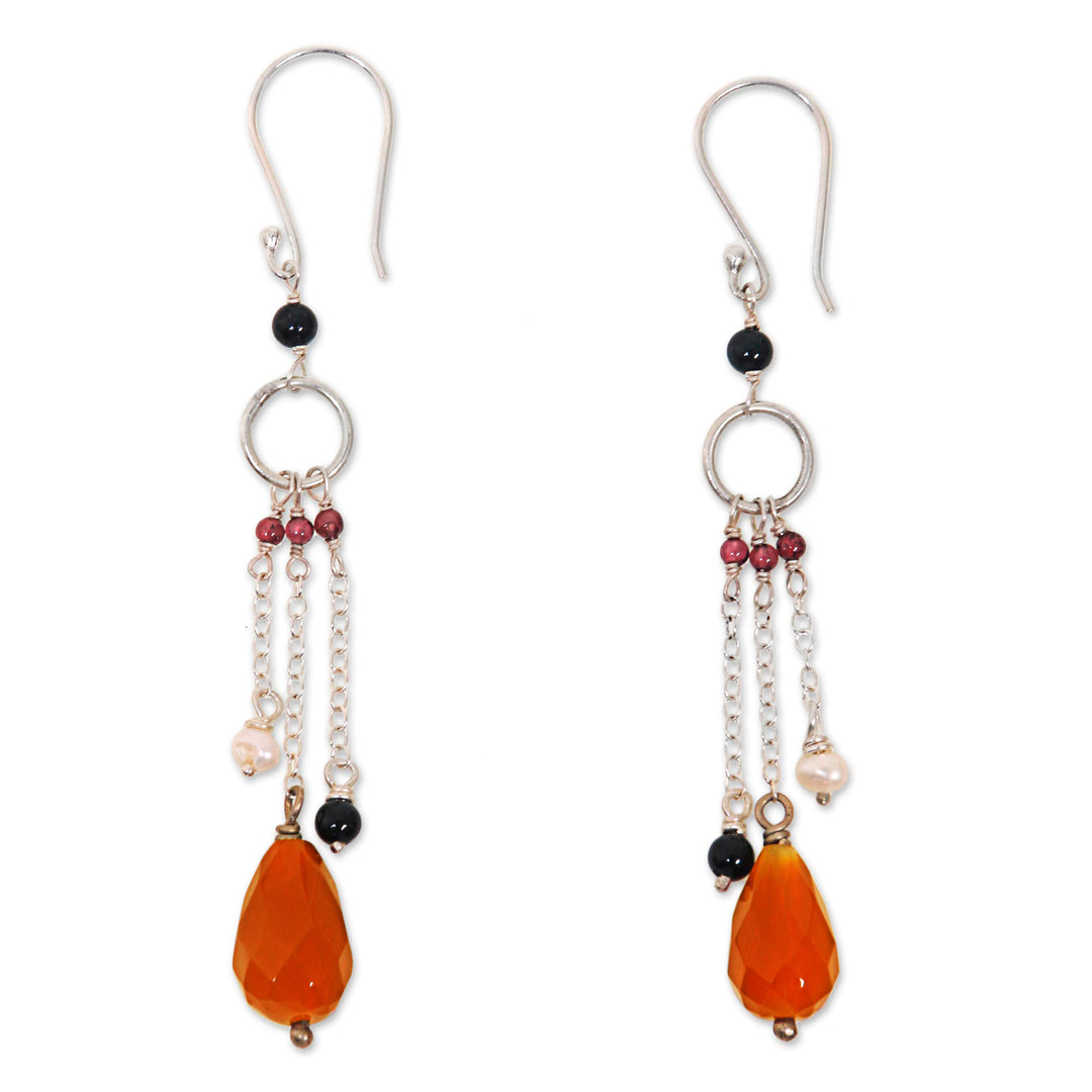 Handmade Multi-Gemstone Sterling Silver Waterfall Earrings - Jeweled Drizzle