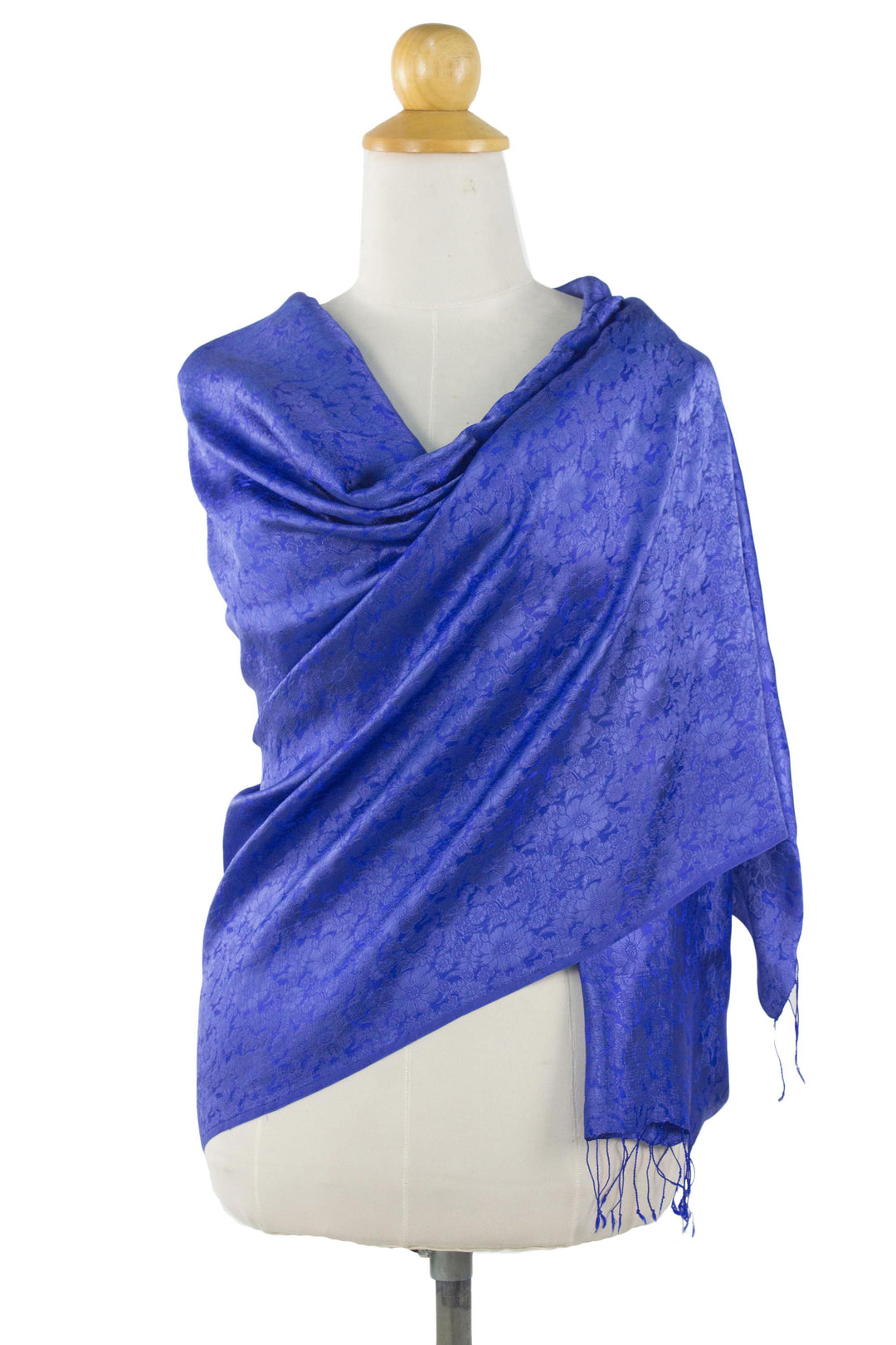 Artisan Crafted Rayon Blend Floral Shawl from Thailand - Mandarin Royal