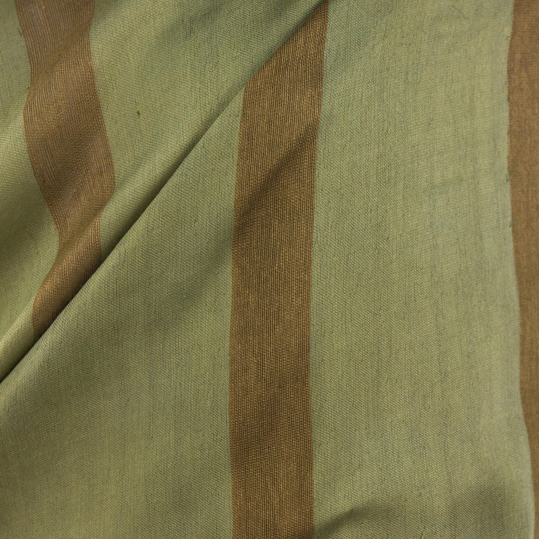 Hand Woven Green Silk Blend Shawl with Striped Motif - Jungle Green