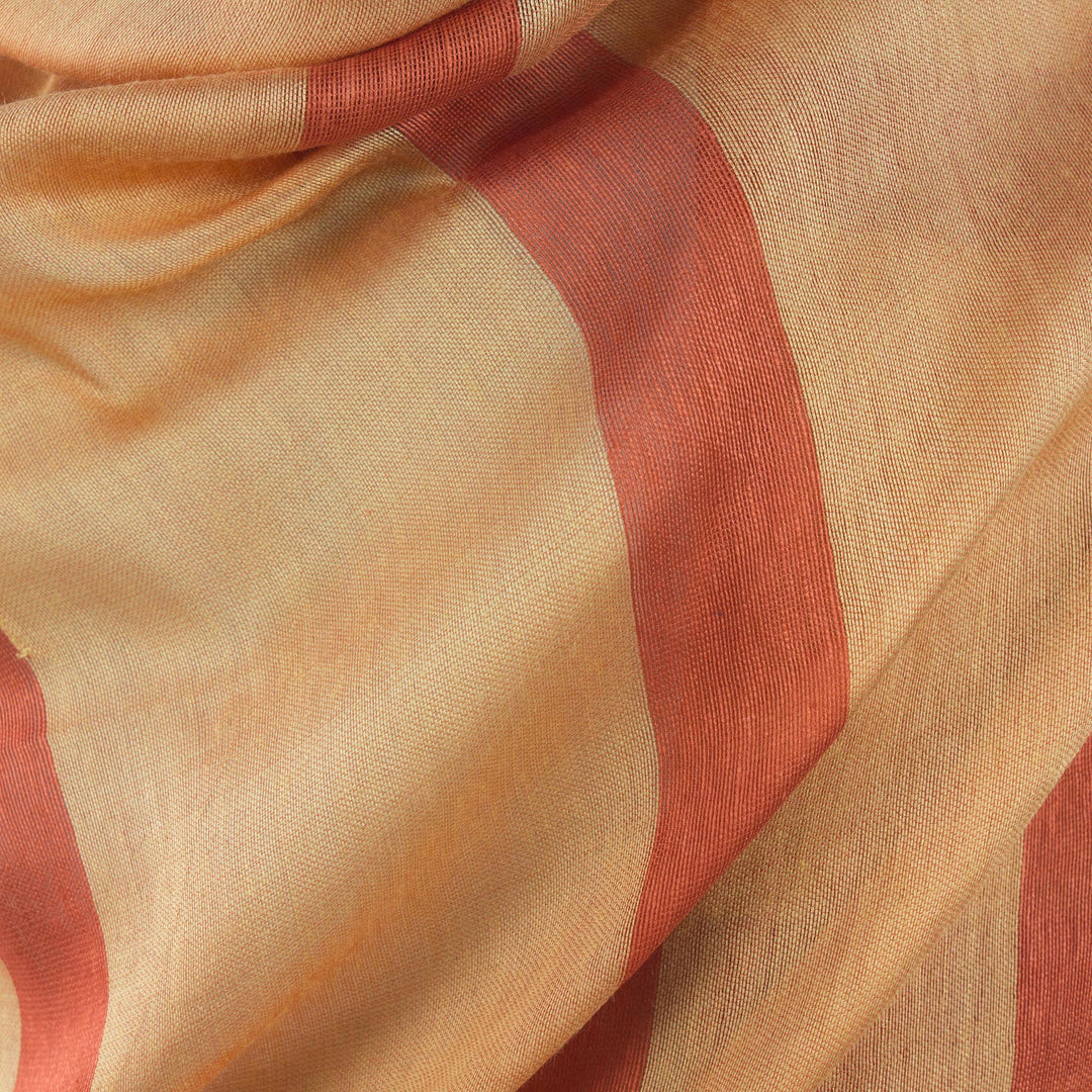 Hand Woven Orange Striped Silk Blend Shawl from Thailand - Friendly Touch