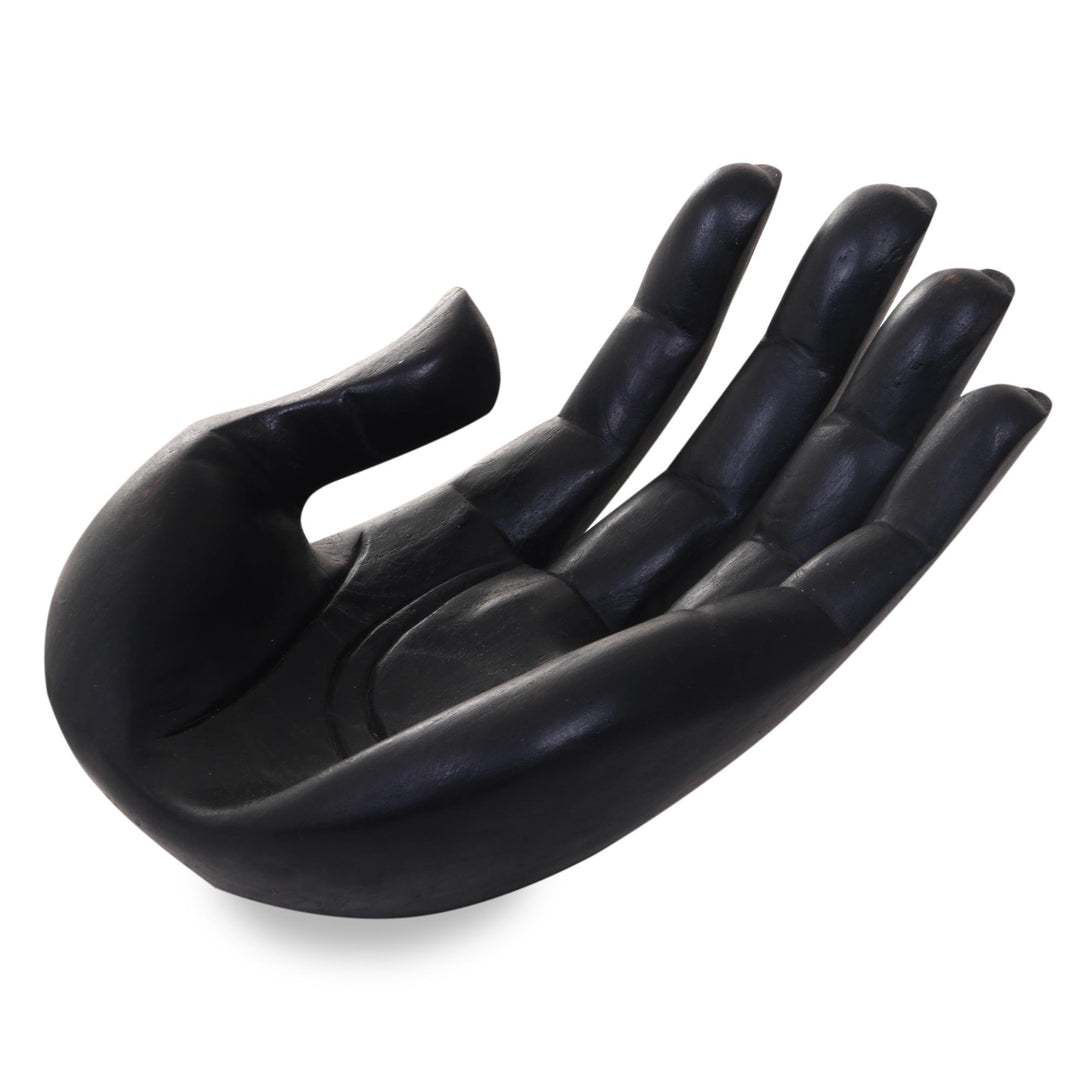 Handcarved Wood Signed Hand Sculpture Catchall - Thankfulness