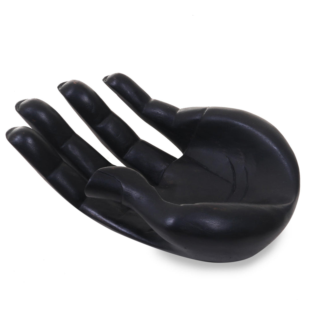 Handcarved Wood Signed Hand Sculpture Catchall - Thankfulness