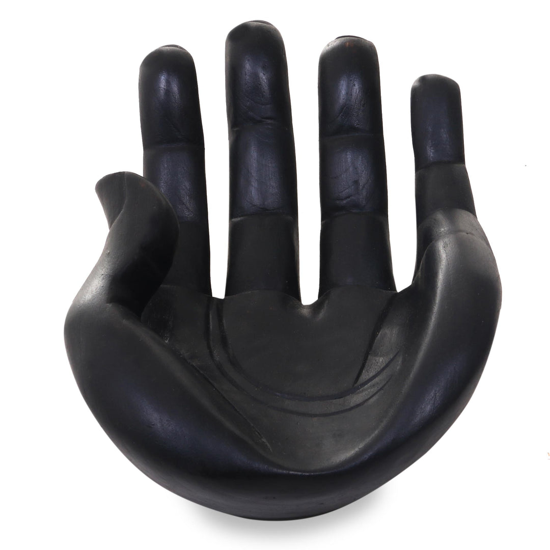 Handcarved Wood Signed Hand Sculpture Catchall - Thankfulness