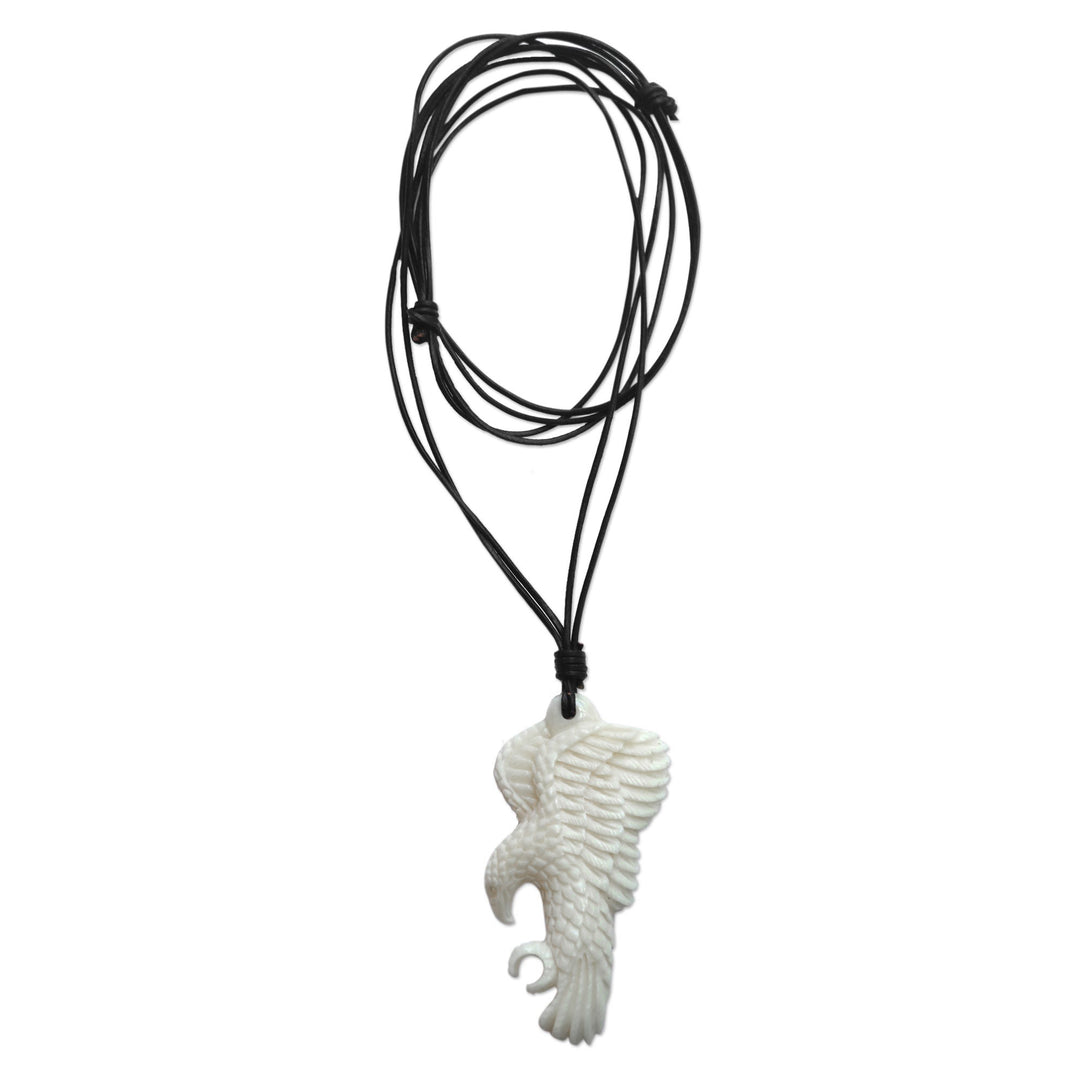 Artisan Crafted Leather Necklace with Eagle Pendant - Catch the Wind