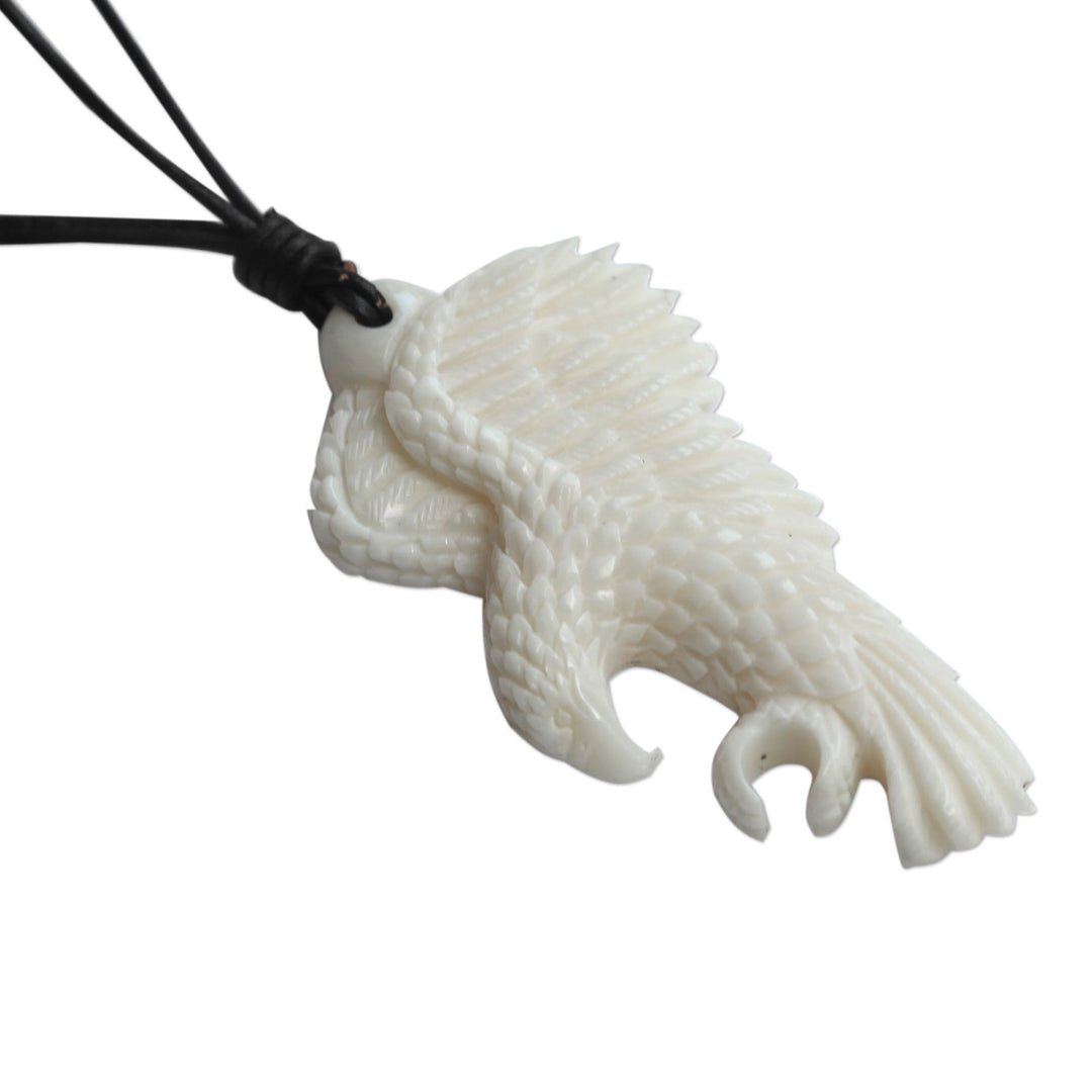 Artisan Crafted Leather Necklace with Eagle Pendant - Catch the Wind