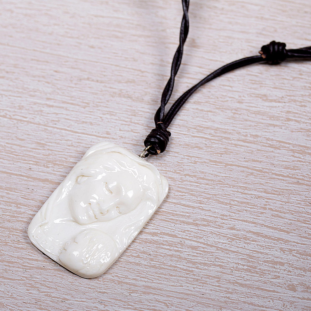 Artisan Crafted Virgin Mary Medallion Necklace - Loving Virgin Mary