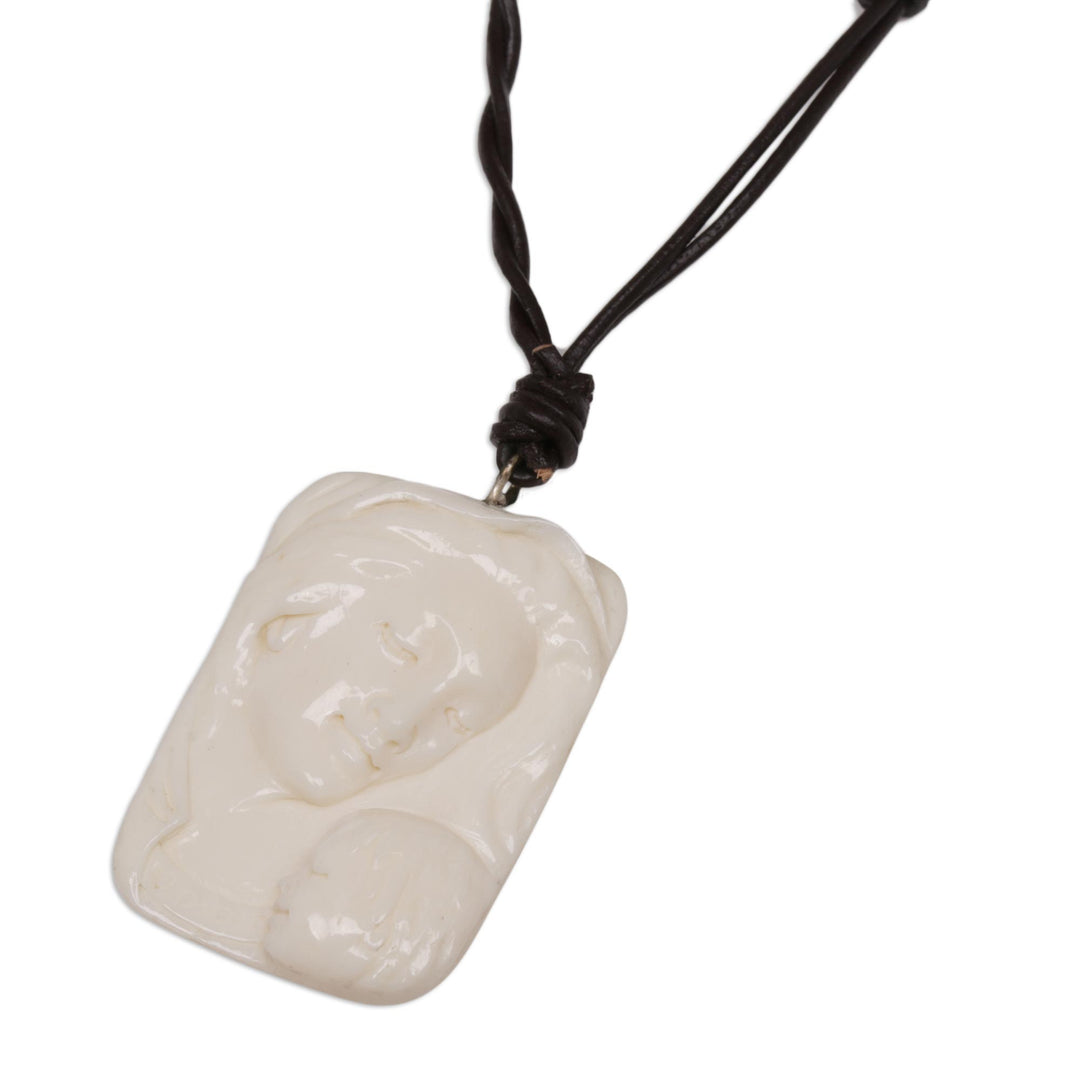 Artisan Crafted Virgin Mary Medallion Necklace - Loving Virgin Mary