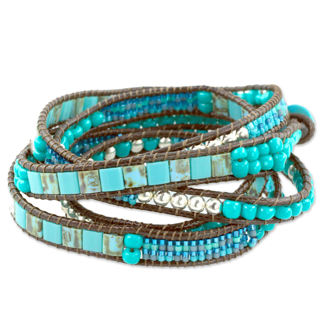 Soothing Teal Wrap Bracelet Crafted by Artisan Group - Soothing Teal