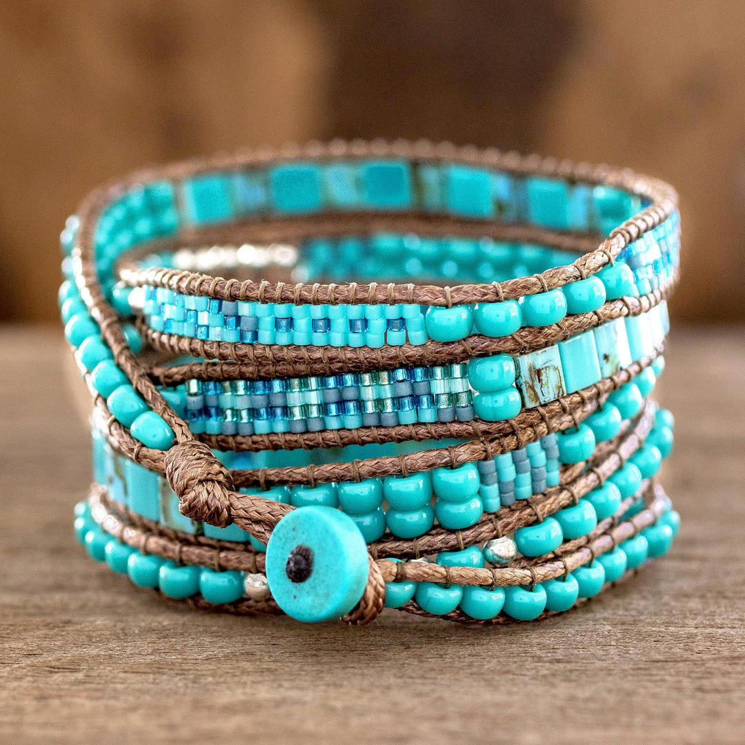 Soothing Teal Wrap Bracelet Crafted by Artisan Group - Soothing Teal