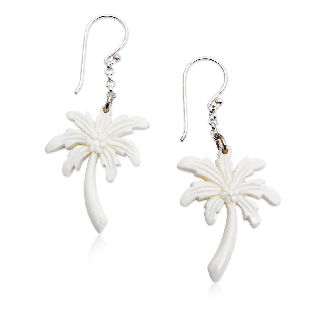 Palm Tree Earrings on 925 Silver Hooks Crafted by Hand - Bali Palm Trees