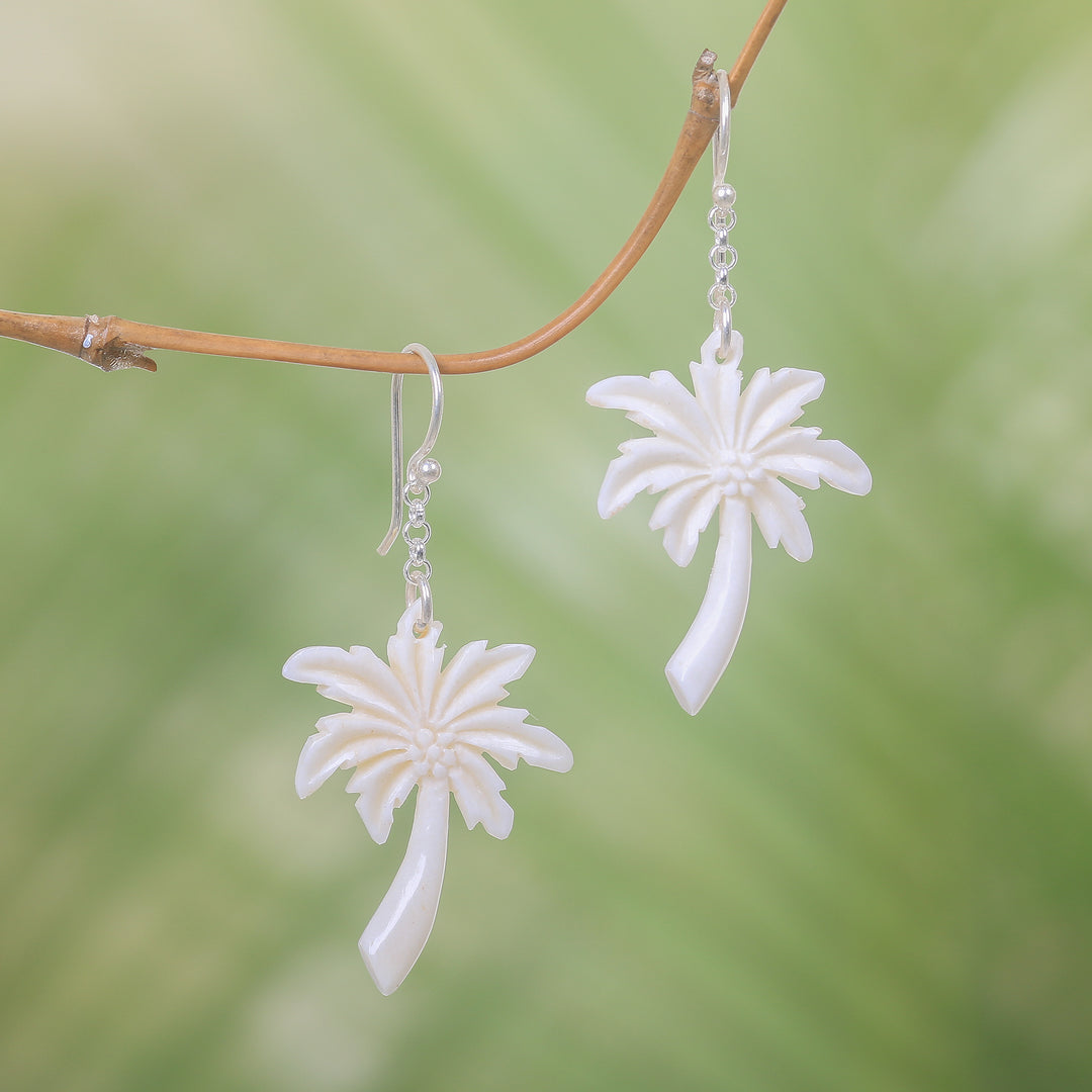 Palm Tree Earrings on 925 Silver Hooks Crafted by Hand - Bali Palm Trees