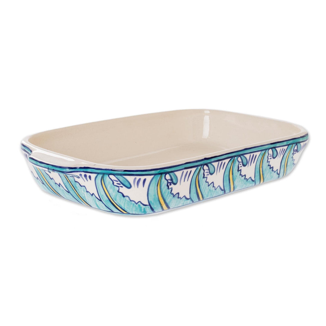 Rectangular 13 Inch Handcrafted Ceramic Baking Dish - Bermuda