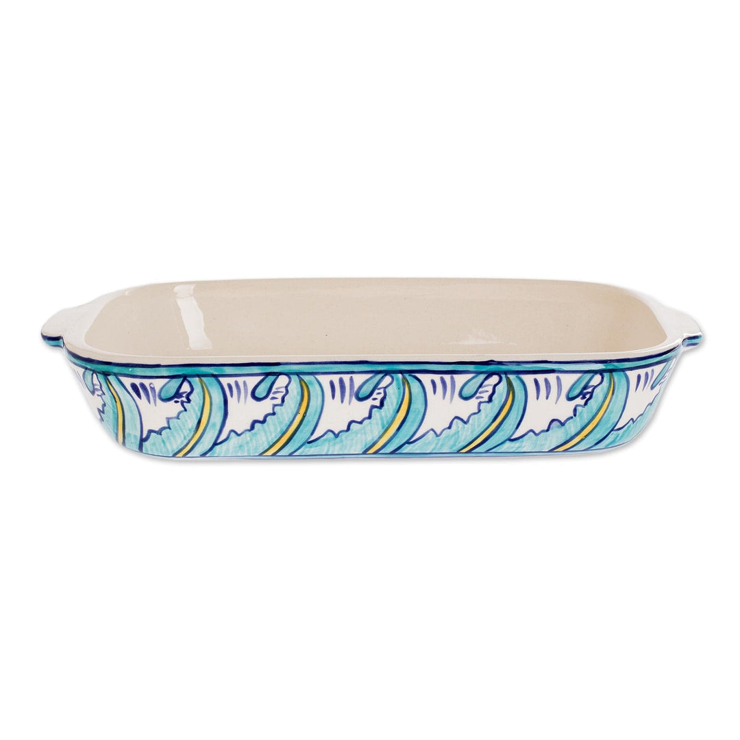 Rectangular 13 Inch Handcrafted Ceramic Baking Dish - Bermuda