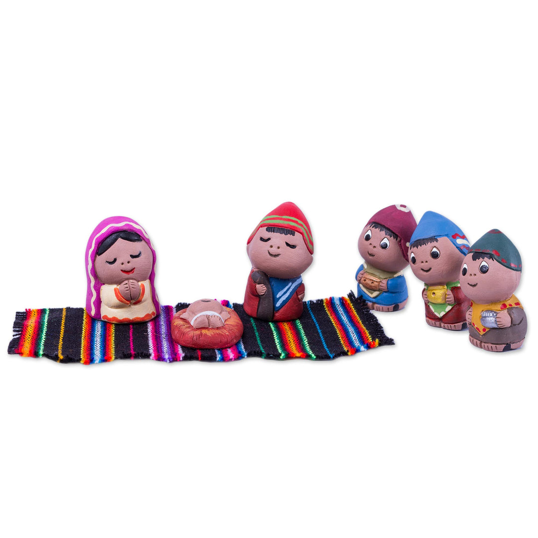 Hand Crafted Ceramic Nativity Scene Statuettes (Set of 6) - Andean Nativity