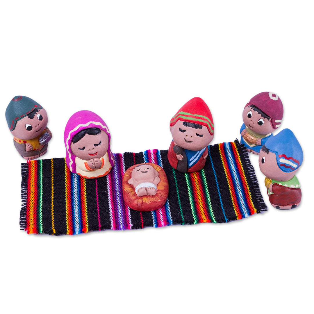 Hand Crafted Ceramic Nativity Scene Statuettes (Set of 6) - Andean Nativity
