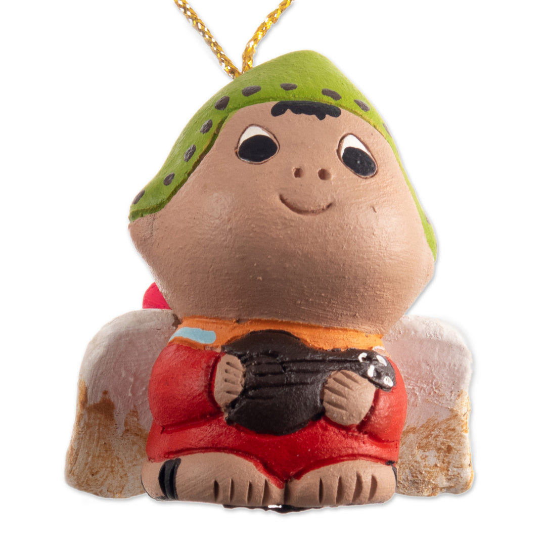 Ceramic Playful Andean Angel Ornaments (Set of 4) - Angel Musicians