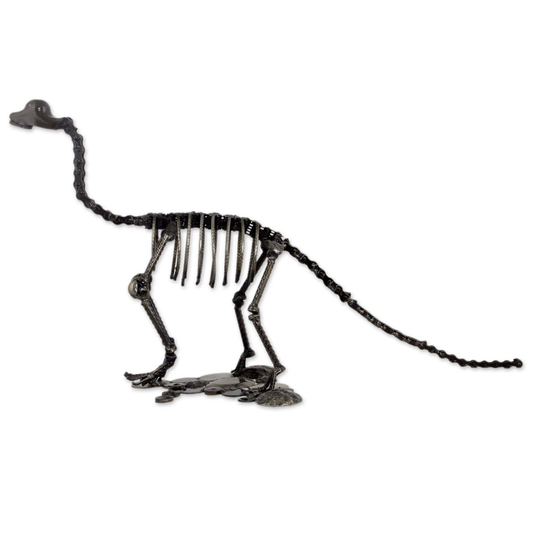 Dinosaur Sculpture of Recycled Metal and Auto Parts - Rustic Brontosaurus