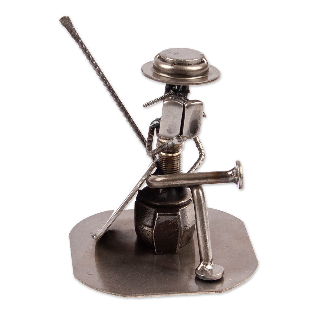 Eco Friendly Spark Plug Don Quixote Sculpture from Mexico - Quixote Reads Cervantes