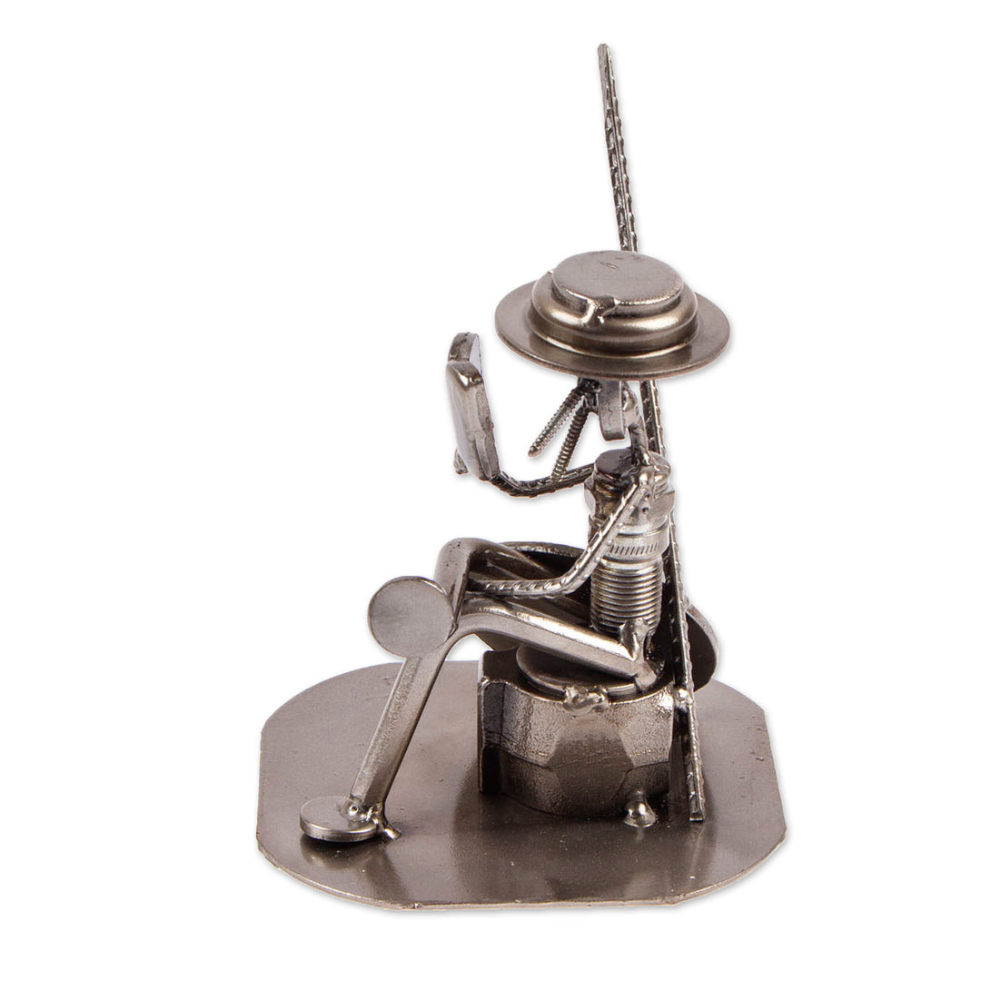 Eco Friendly Spark Plug Don Quixote Sculpture from Mexico - Quixote Reads Cervantes