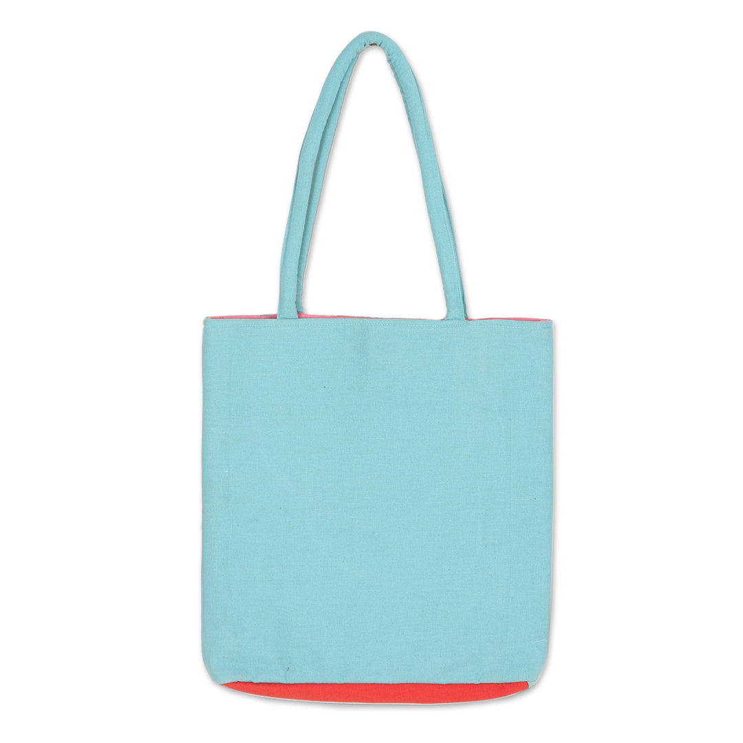 Artisan Crafted Embroidered 100% Cotton Floral Shoulder Bag - Floral Emblem