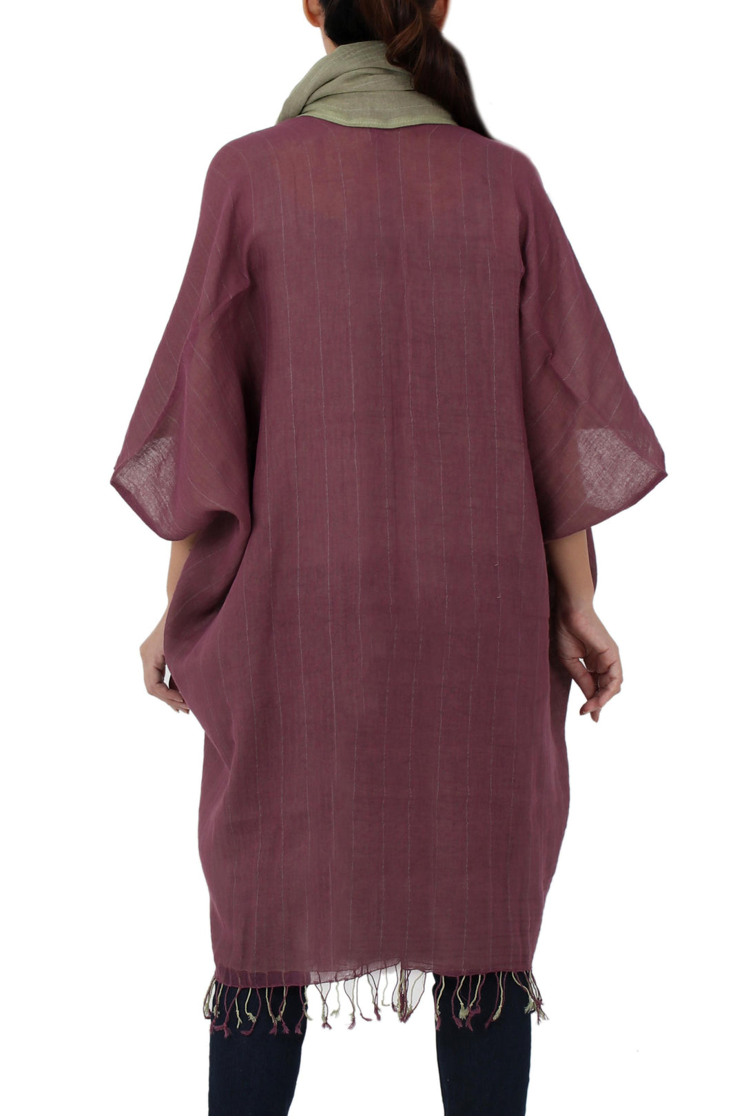 Hand Crafted 100% Cotton Jacket and Scarf Set from Thailand - Subtle Chic