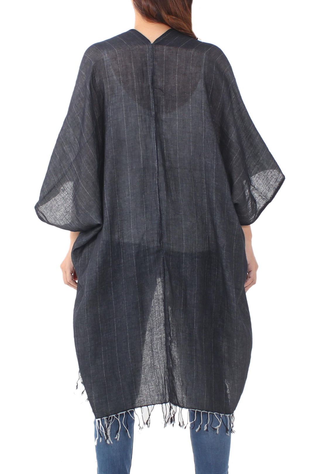 Artisan Crafted 100% Cotton Black and Grey Jacket and Scarf - Monochromatic