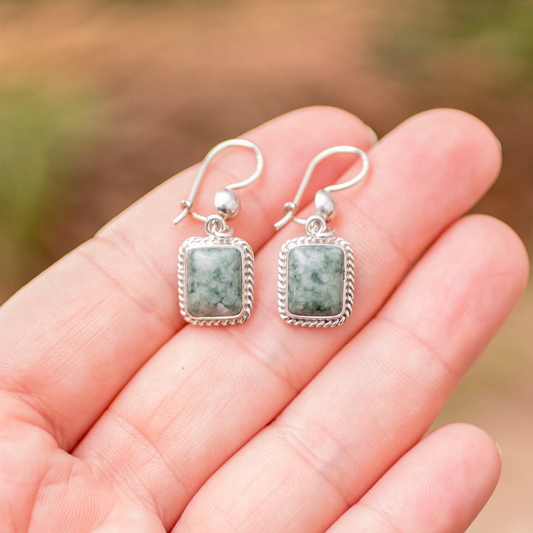 Guatemalan Green Jade Artisan Crafted Earrings - Life Divine