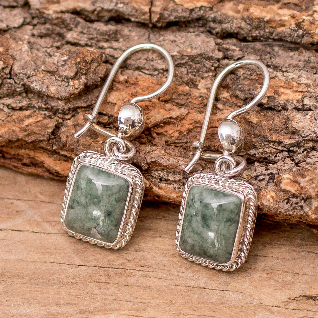 Guatemalan Green Jade Artisan Crafted Earrings - Life Divine