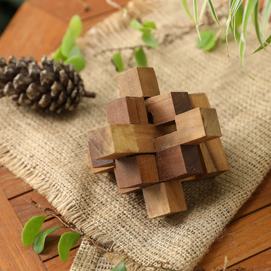 Hand Crafted Recycled Teak Wood Puzzle from Java - 'Challenge'