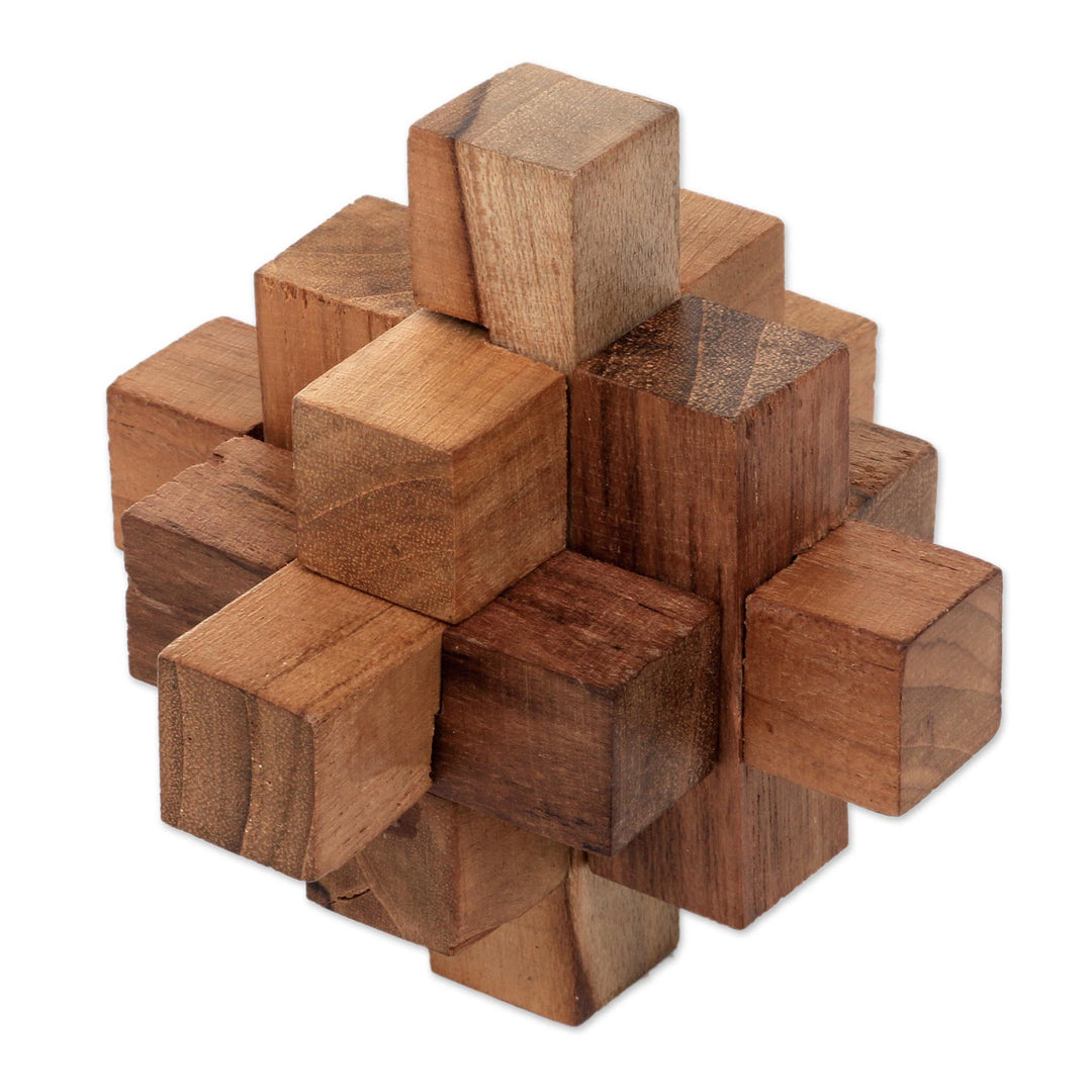 Hand Crafted Recycled Teak Wood Puzzle from Java - 'Challenge'
