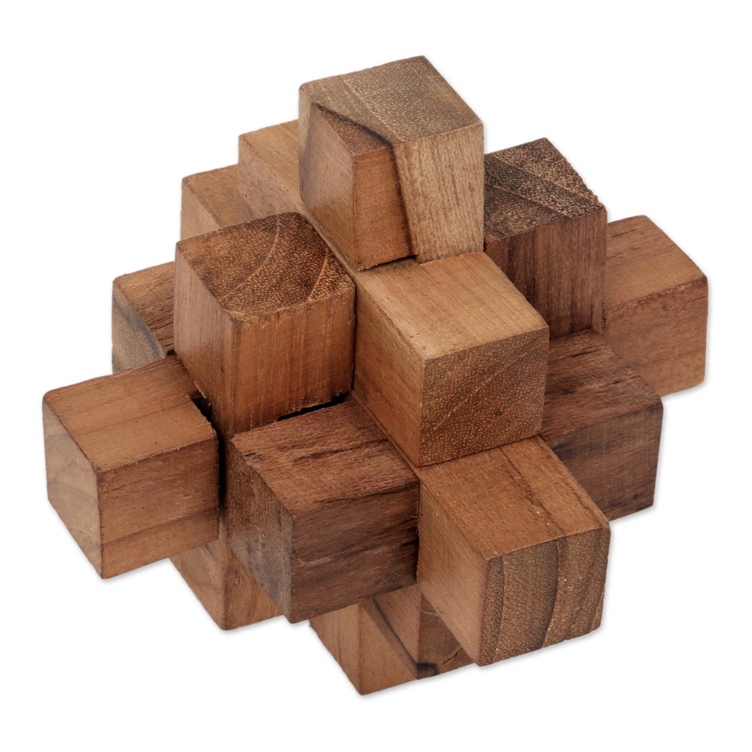 Hand Crafted Recycled Teak Wood Puzzle from Java - 'Challenge'