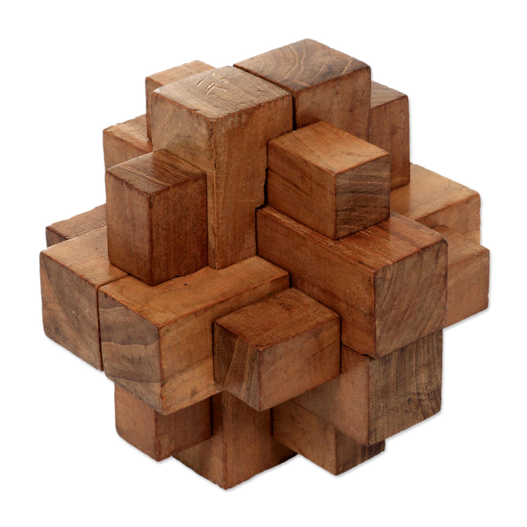 Javanese Artisan Crafted Recycled Teak Wood Puzzle - Don't Forget