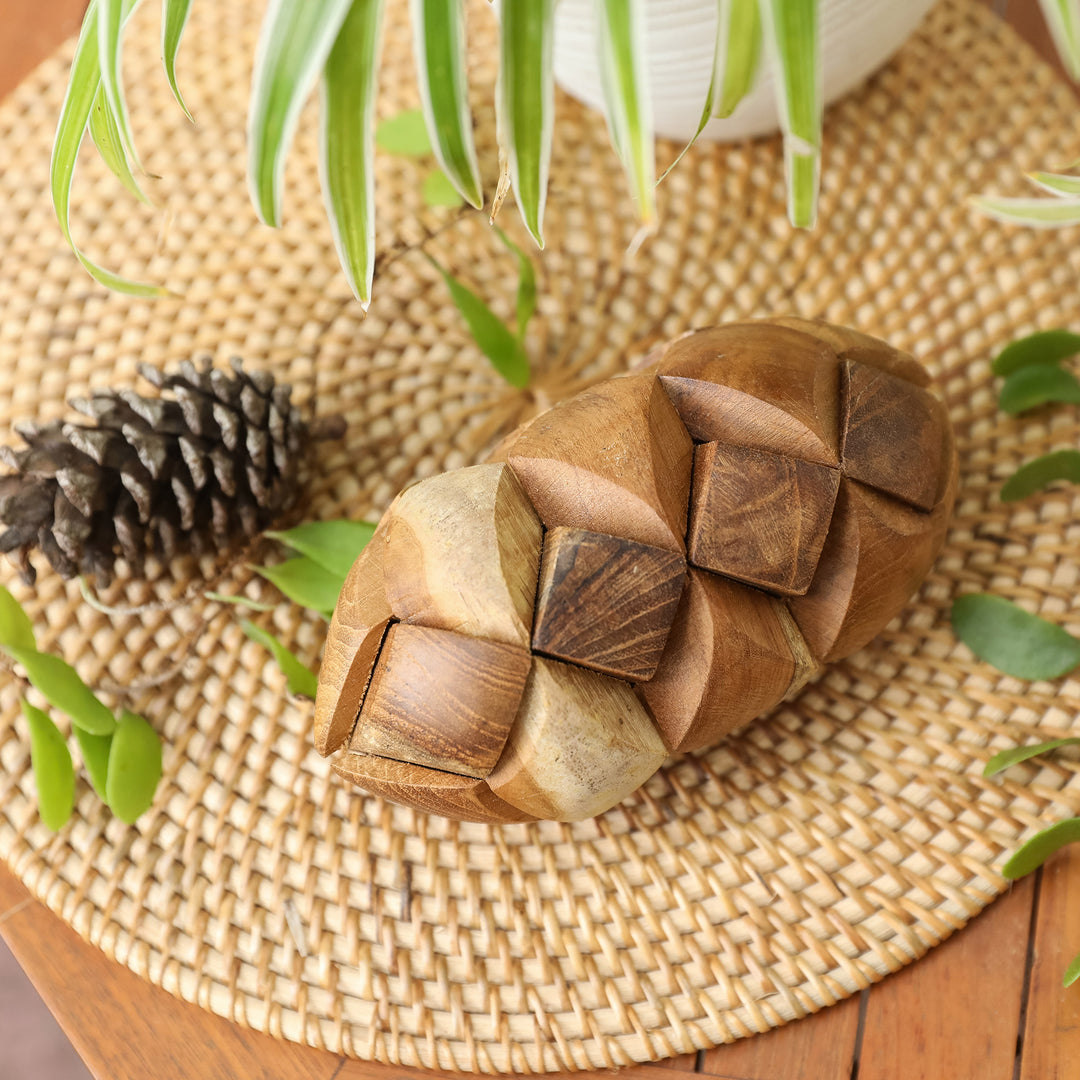 Hand Crafted Teak Wood Puzzle from Java - Mind Bender